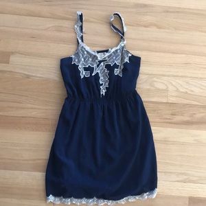 Navy and lace detail dress